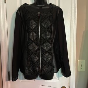 EUC Black Jacket size 16 Rafael with silver zipper and faux leather lace